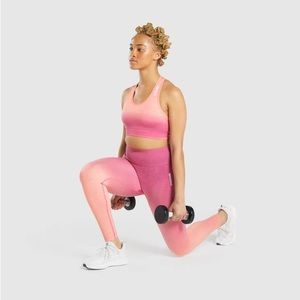 NWT Gymshark Ombre Seamless Leggings & Bra Set in Orange Marl/Pink